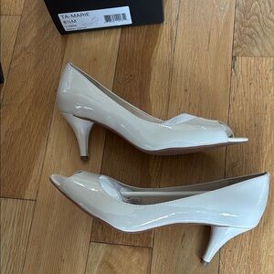 Elegant Cream Peep-Toe Heels